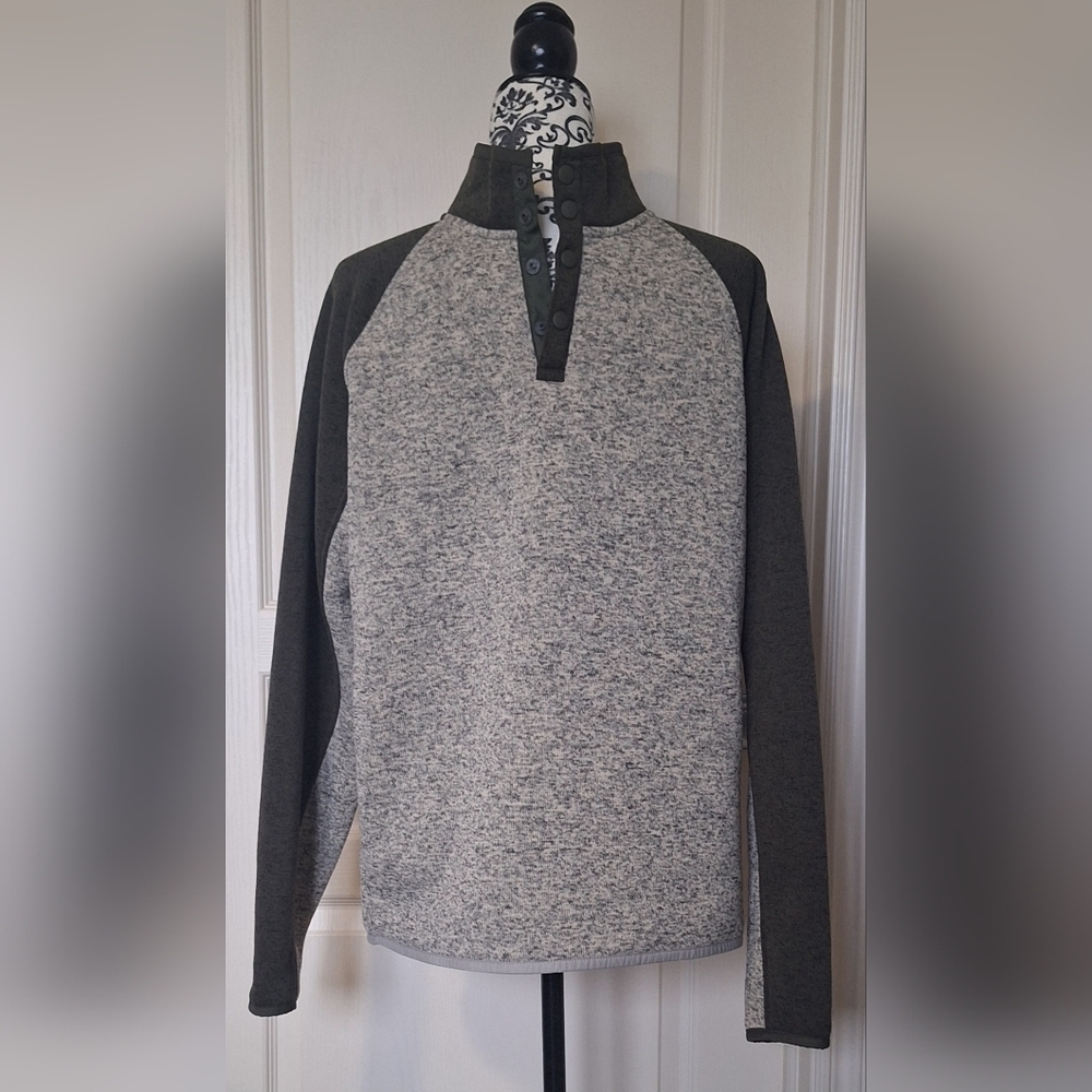 Lucky Brand mens M Navy green & grey sweater